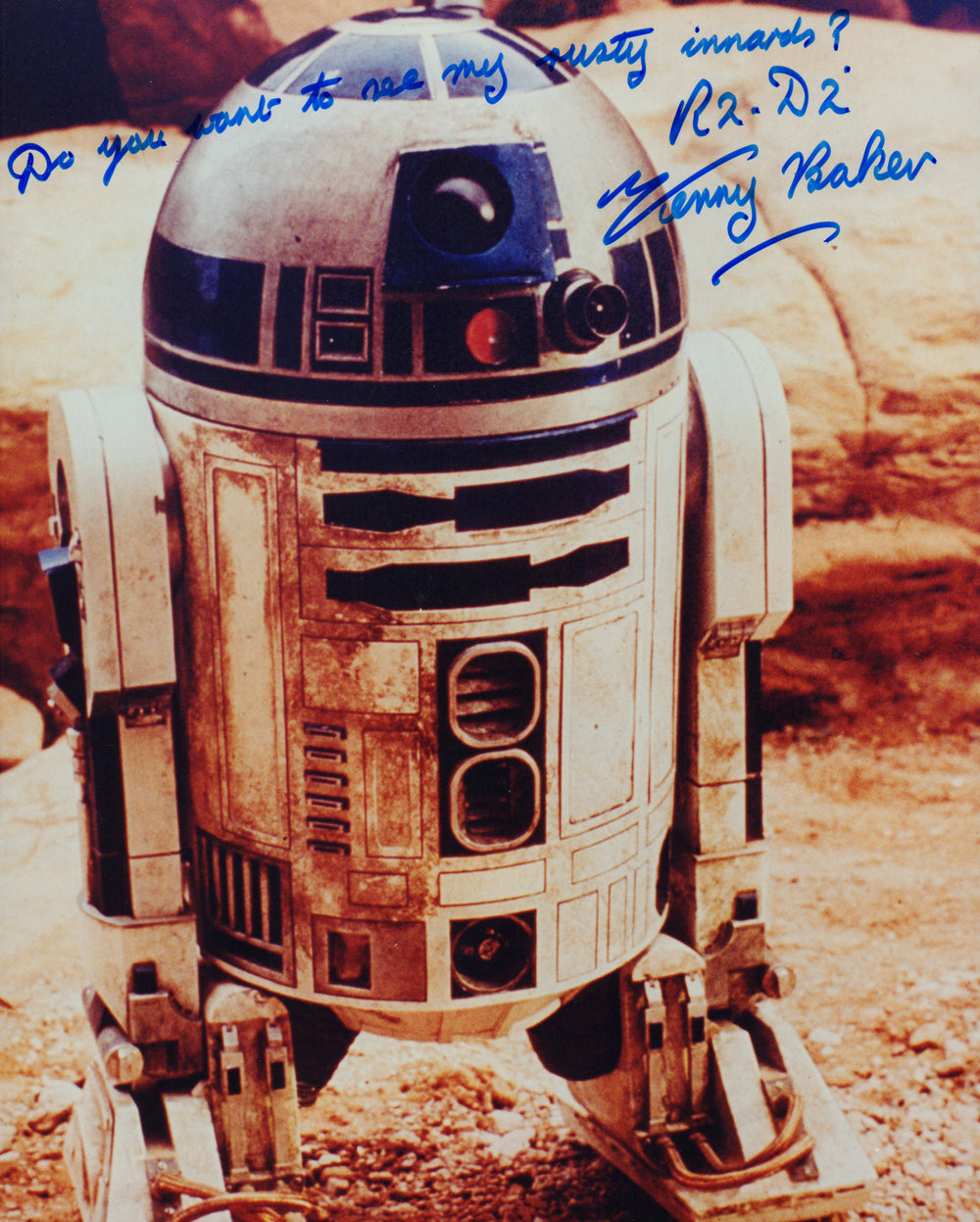 Kenny Baker as R2-D2 in Star Wars: A New Hope Signed 8x10 Photo with Character Name & Rare Raunchy Funny Quote