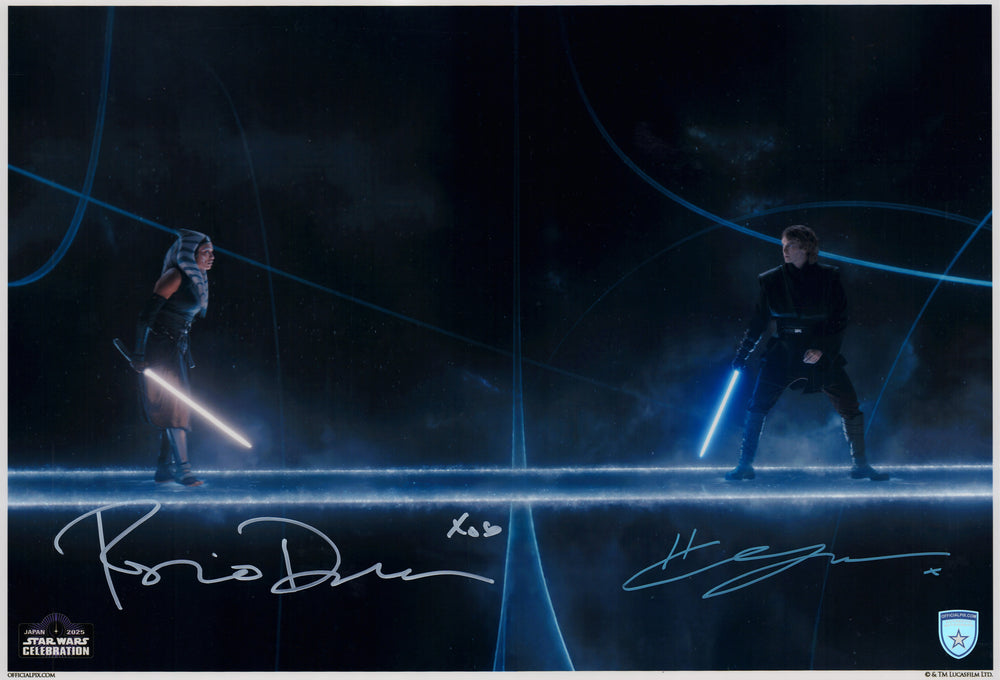Hayden Christensen as Anakin Skywalker & Rosario Dawson as Ahsoka Tano in Star Wars: Ahsoka (Official Pix) Signed 13x19 Photo
