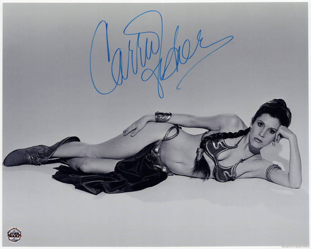 Carrie Fisher as Slave Princess Leia in Star Wars: Return of the Jedi (Official Pix) Signed 16x20 Photo