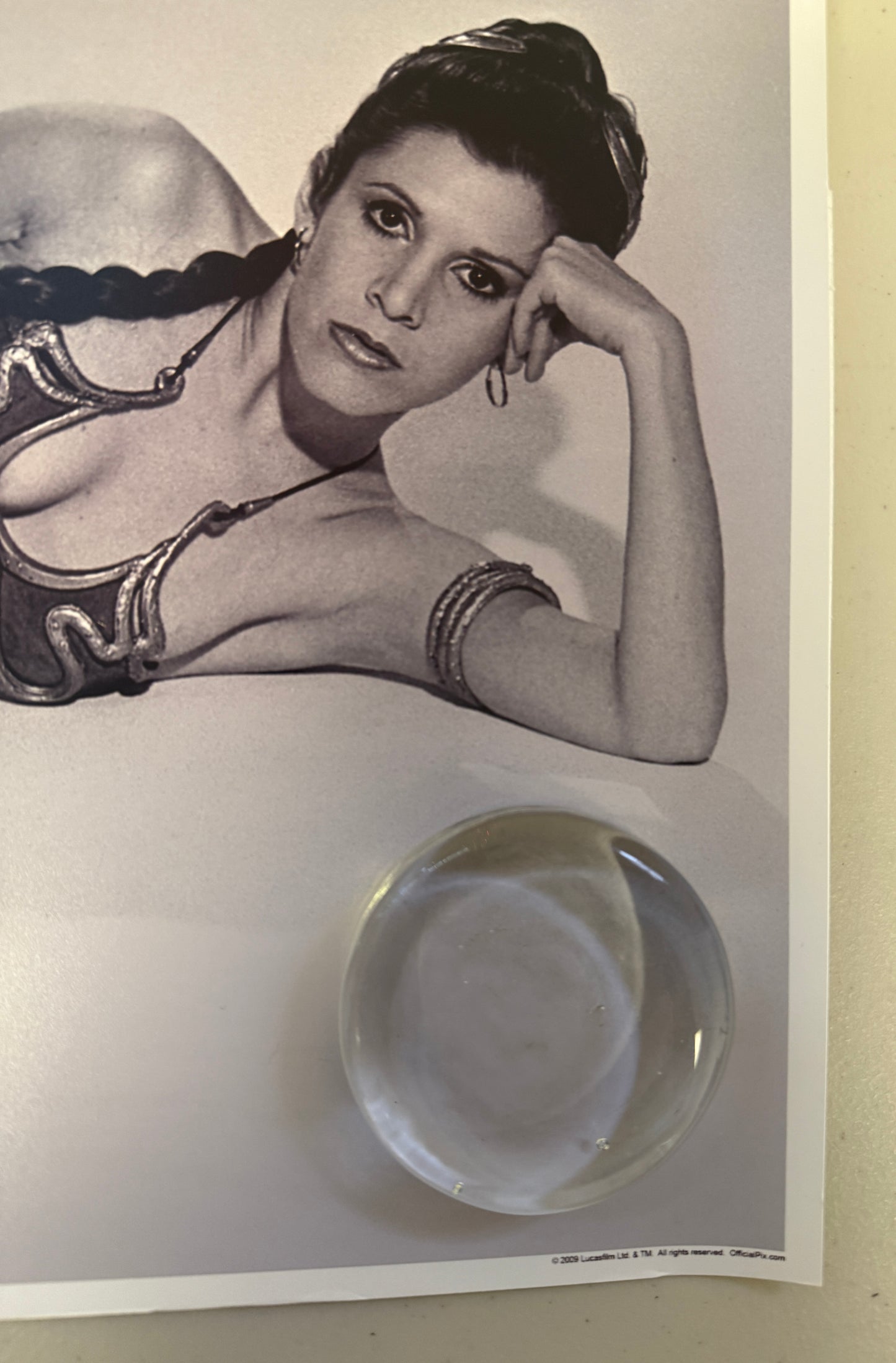 
                  
                    Carrie Fisher as Slave Princess Leia in Star Wars: Return of the Jedi (Official Pix) Signed 16x20 Photo
                  
                
