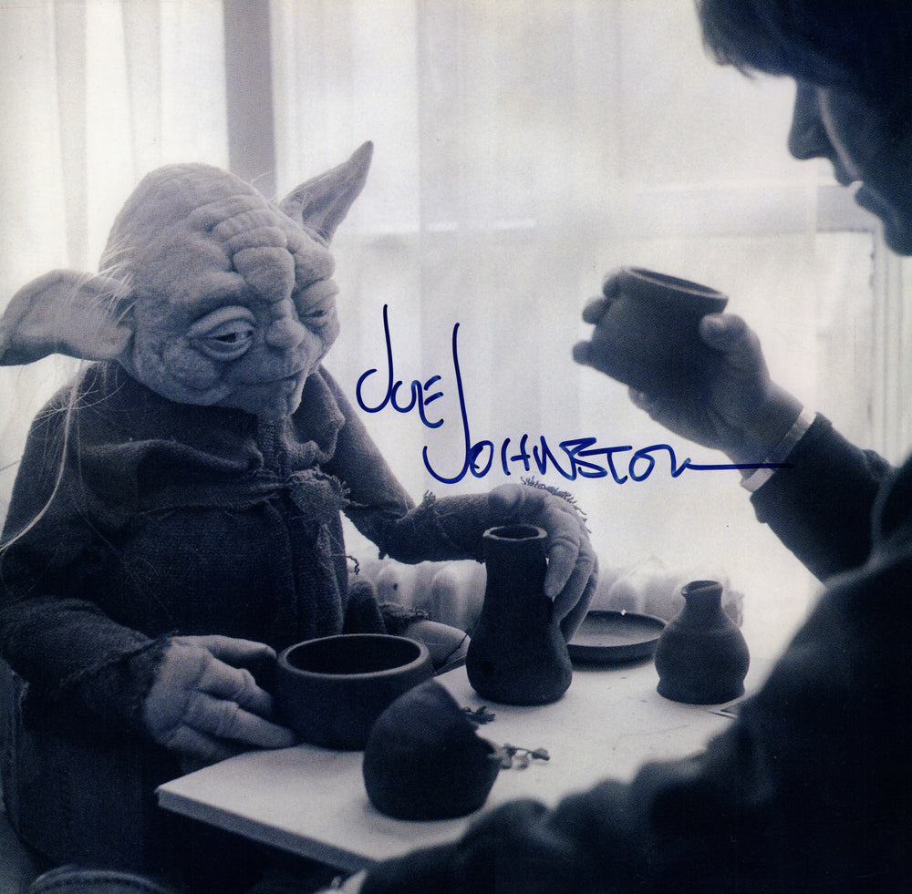 Joe Johnston Visual Effects Artist with Yoda Puppet Behind the Scenes of Star Wars: The Empire Strikes Back Signed 12x12 Photo