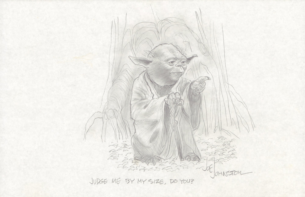 Yoda from Star Wars: The Empire Strikes Back Signed & Original Art Sketch by Original Concept Artist Joe Johnston - Rare