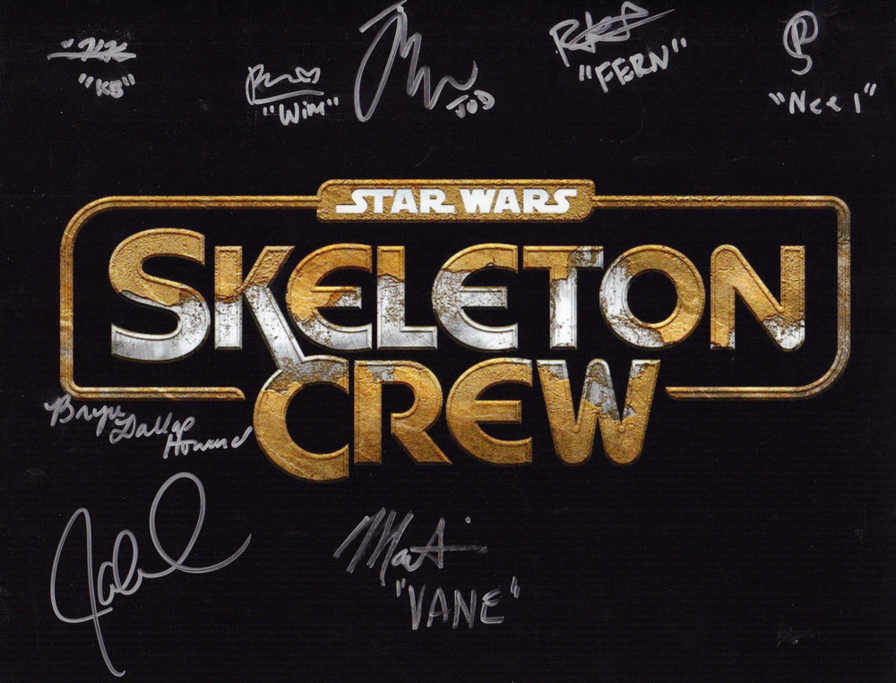 Star Wars: Skeleton Crew 11x14 Photo Cast Signed by Jude Law, Ryan Keira Armstrong, Kyriana Kratter, Robert Timothy Smith, Ravi Cabot-Conyers, Bryce Dallas Howard, Marti Matulis, & Jaleel White