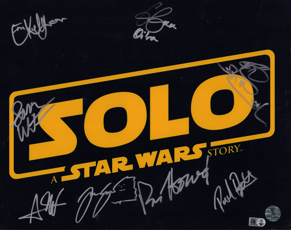 Solo: A Star Wars Story (Star Wars Topps Authentics) 11x14 Photo Cast Signed by Ron Howard, Alden Ehrenreich, Joonas Suotomo, Emilia Clarke, Paul Bettany, Sam Witwer, & Ray Park