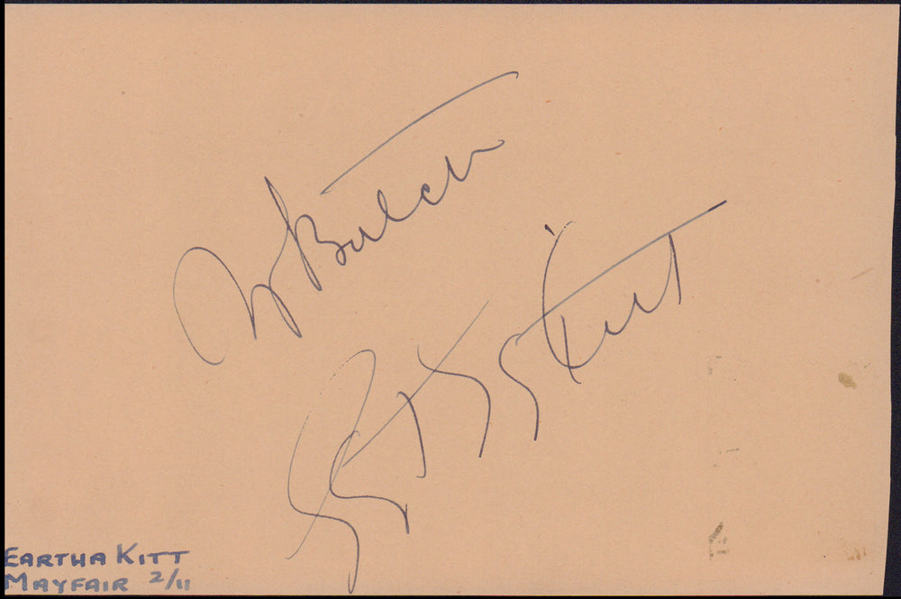 
                  
                    Laurence Olivier from Henry V, Hamlet, Richard III, Sparactus, Marathon Man, & The Boys from Brazil / Eartha Kitt from Batman 1966 Signed 4x6 Index Card Album Page
                  
                