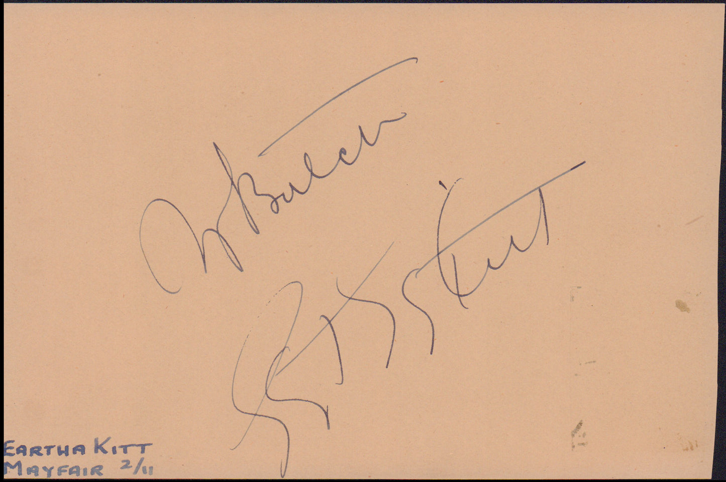 
                  
                    Laurence Olivier from Henry V, Hamlet, Richard III, Sparactus, Marathon Man, & The Boys from Brazil / Eartha Kitt from Batman 1966 Signed 4x6 Index Card Album Page
                  
                