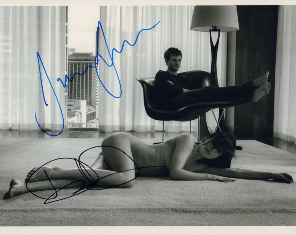 Jamie Dornan as Christian Grey & Dakota Johnson as Anastasia Steele in Fifty Shades of Grey Signed 11x14 Photo