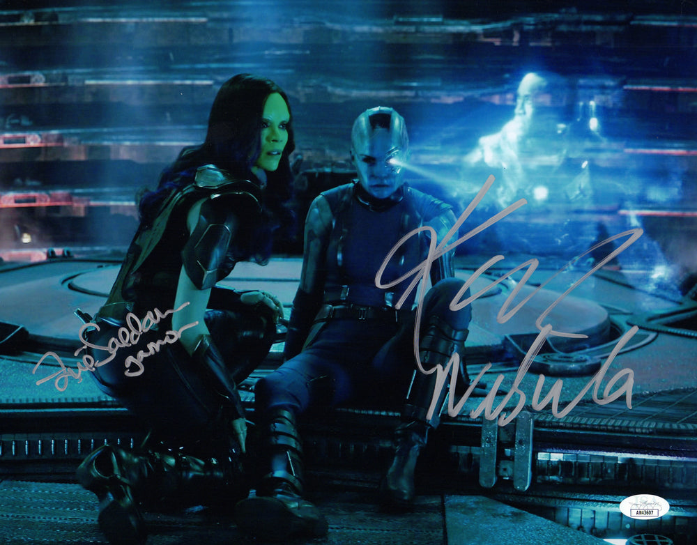 Zoe Saldaña as Gamora & Karen Gillan as Nebula in Avengers: Infinity War (JSA) Signed 11x14 Photo With Character Names