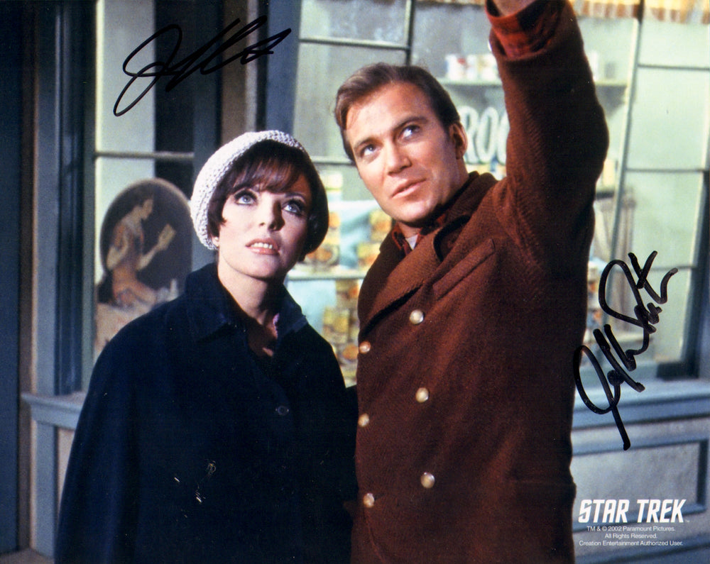 William Shatner as Captain Kirk and Joan Collins as Edith Keeler in Star Trek: The Original Series Signed 8x10 Photo
