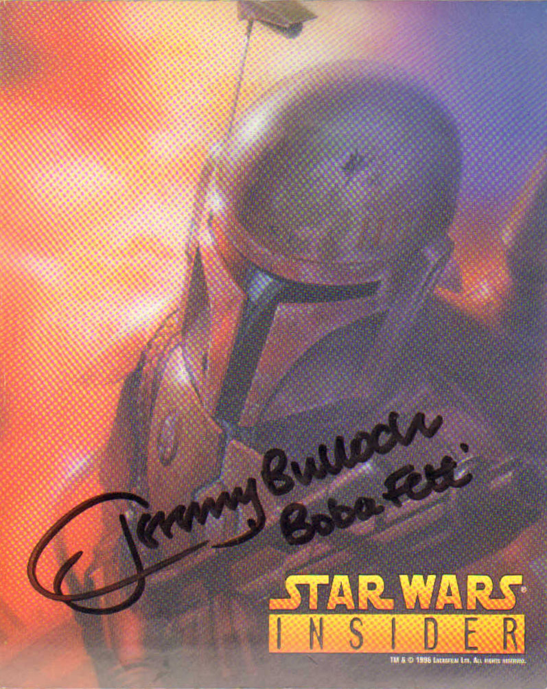 Jeremy Bulloch as Boba Fett in Star Wars Signed 4x5 Star Wars Insider Starliner Sticker