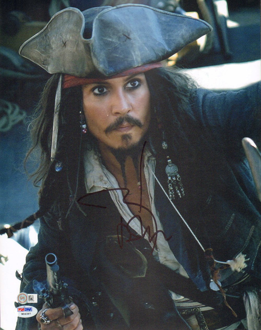 Johnny Depp as Captain Jack Sparrow in Pirates of the Caribbean (PSA) Signed 11x14 Photo