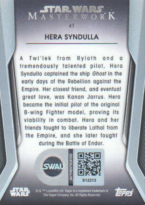 
                  
                    Vanessa Marshall as Hera Syndulla in Star Wars Rebels (SWAU Authenticated) Signed 2.5x3.5 Trading Card
                  
                