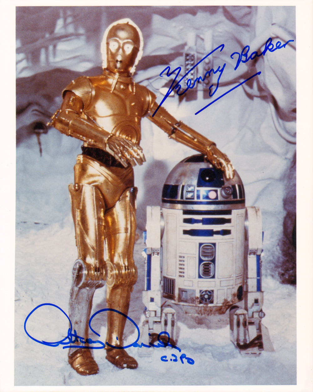 Anthony Daniels as C-3PO & Kenny Baker as R2-D2 in Star Wars: A New Hope Signed 8x10 Photo