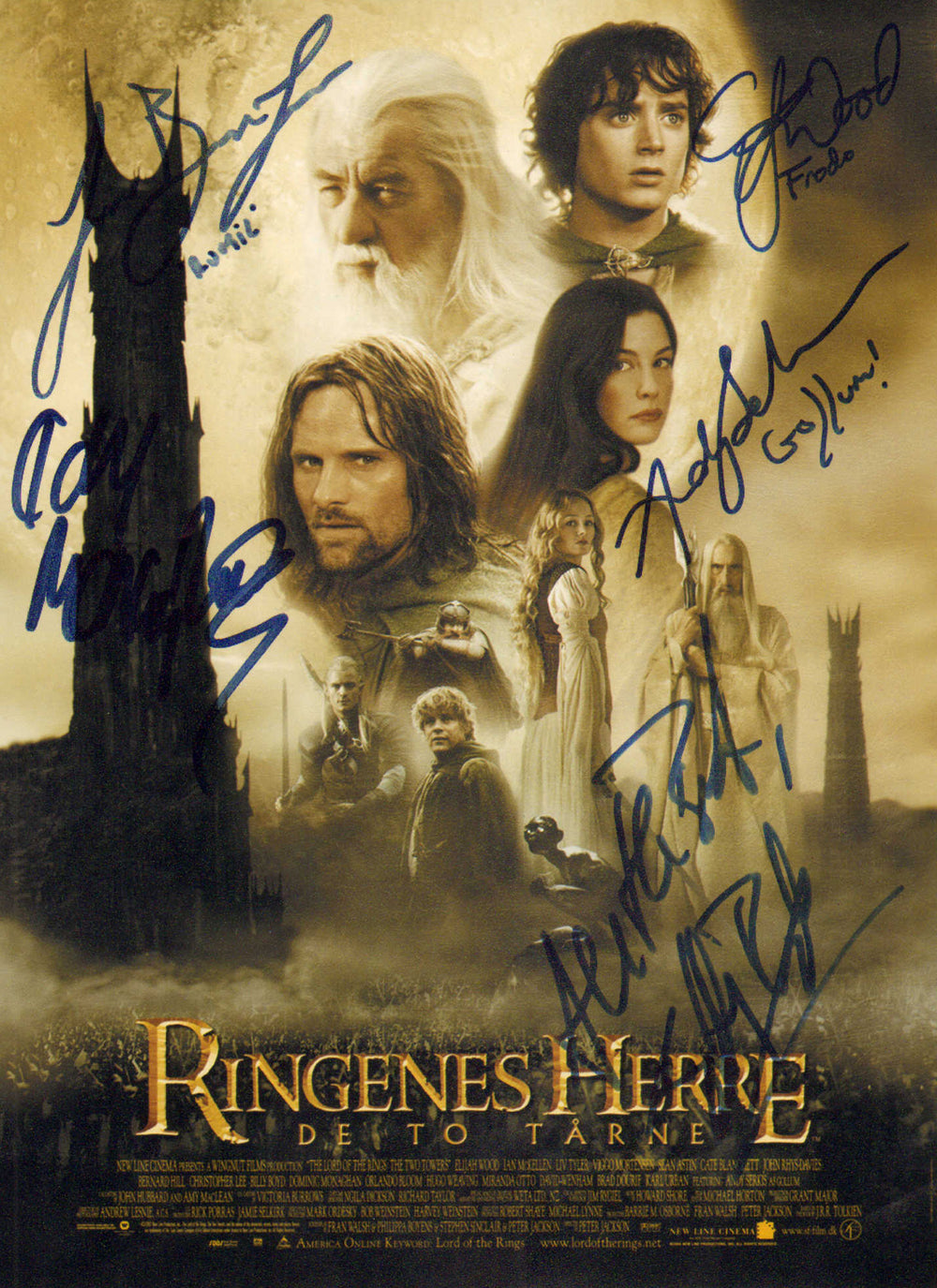 The Lord of the Rings: The Two Towers 7x10 International Mini Poster Signed by Elijah Wood, Andy Serkis, Jørn E. Benzon,
