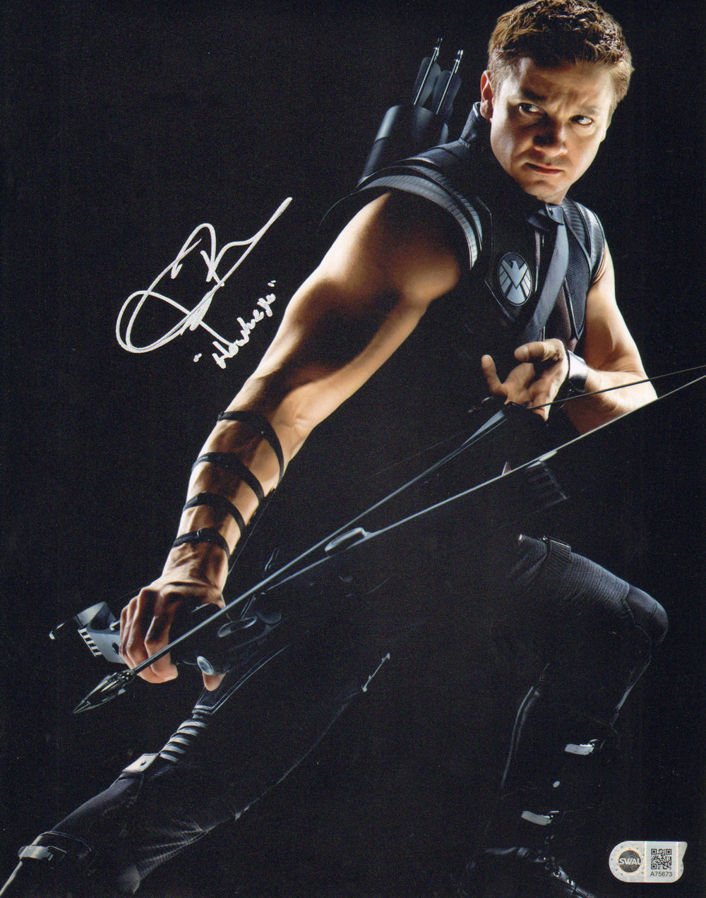 Jeremy Renner as Hawkeye in The Avengers Promotional Photo (SWAU) Signed 11x14 Photo