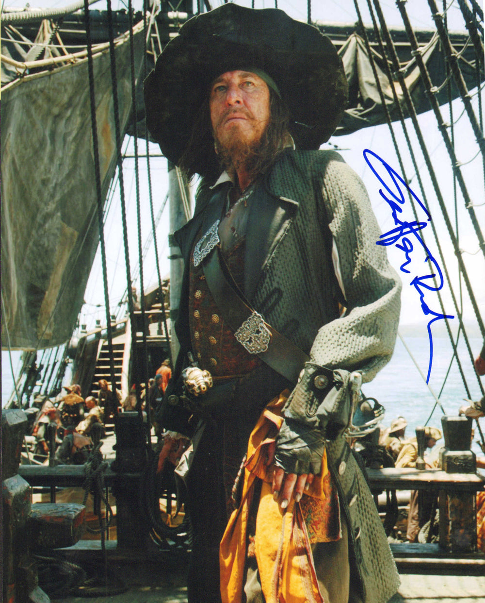 Geoffrey Rush as Captain Barbossa in Pirates of the Caribbean: The Curse of the Black Pearl Signed 11x14 Photo