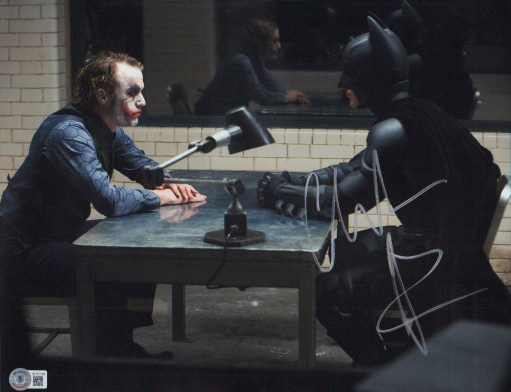 Christian Bale as Batman with The Joker in The Dark Knight Signed 11x14 Photo