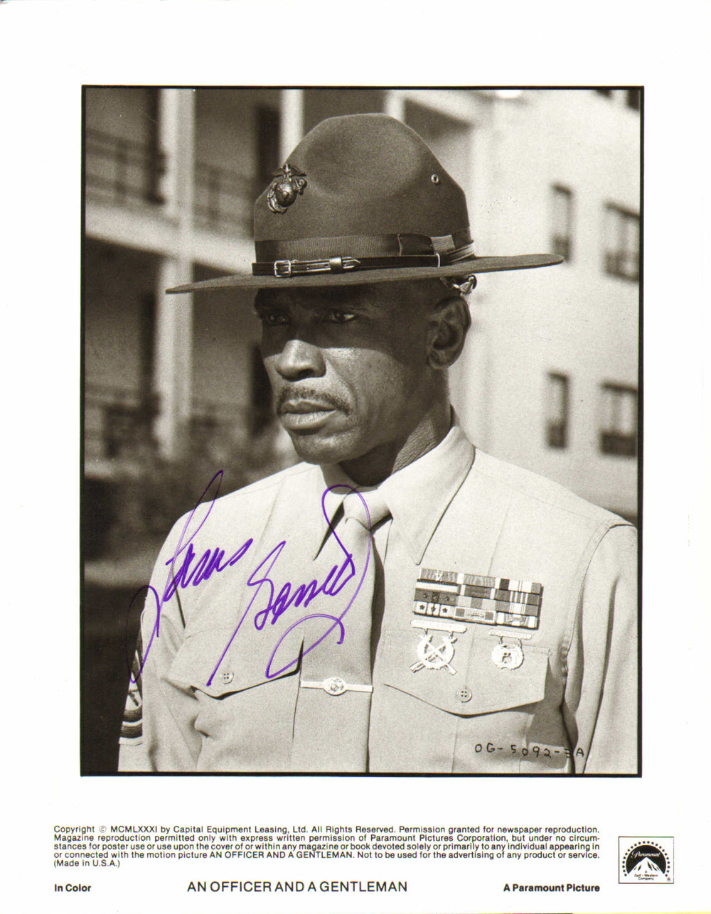 Louis Gossett Jr. as Sergeant Emil Foley in An Officer and A Gentleman (SWAU) Signed 8x10 Photo