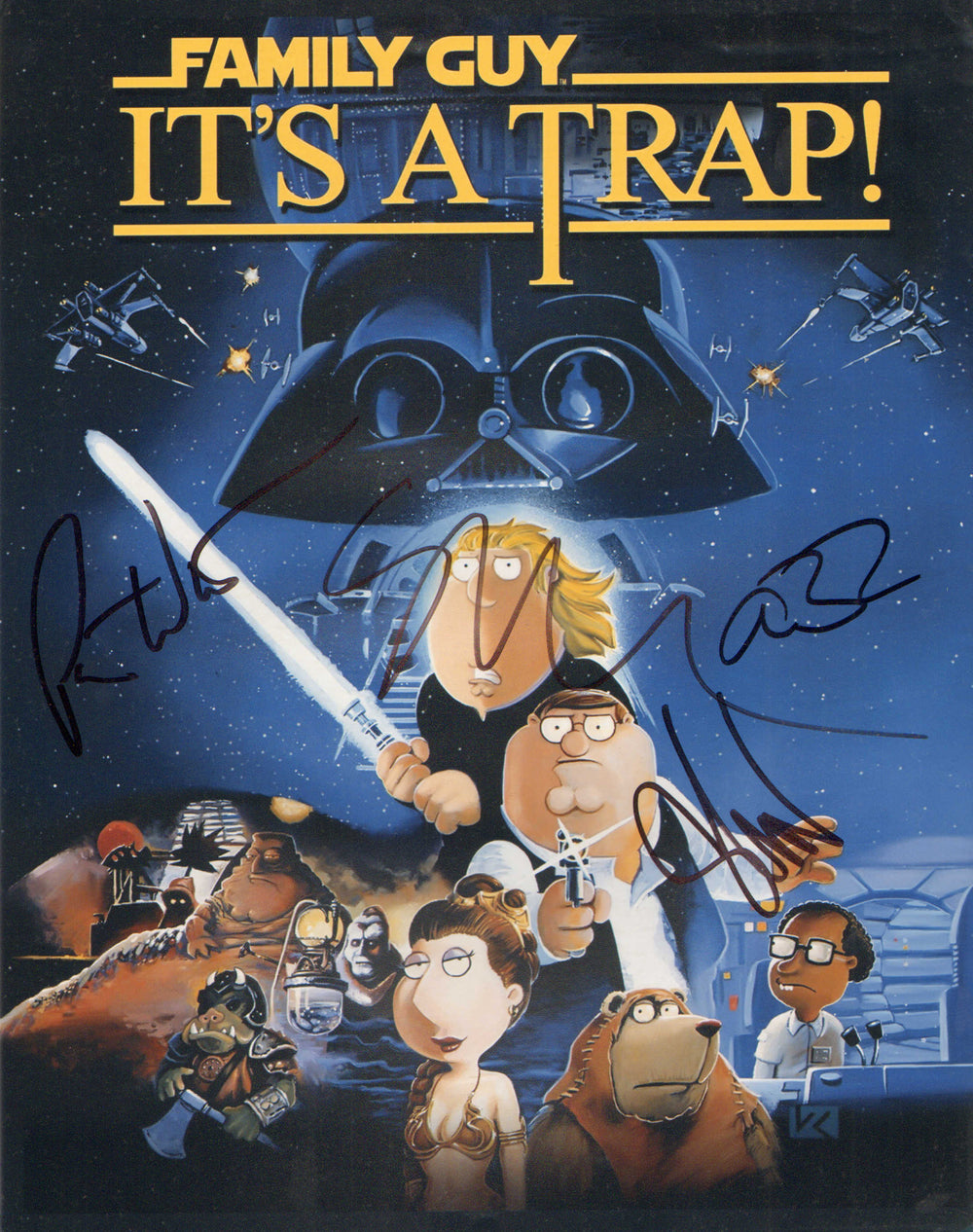 Family Guy Star Wars Parody 11x14 Mini Poster Signed by Seth MacFarland, Alex Borstein, Seth Green, and Patrick Warburton
