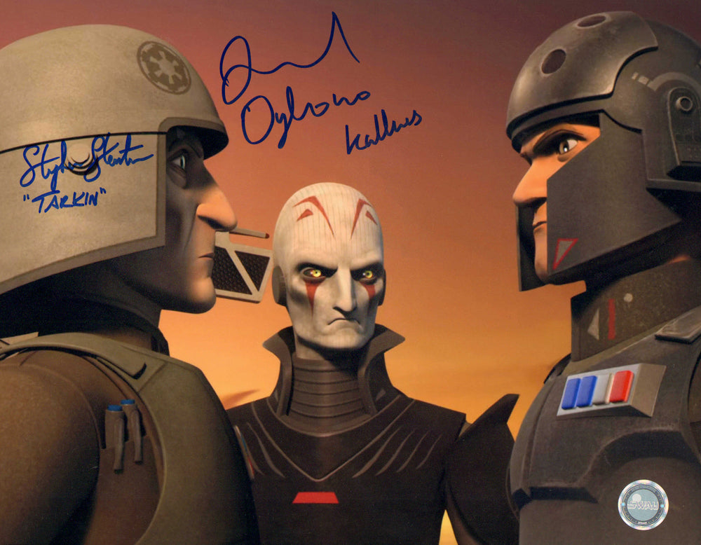 Stephen Stanton as Grand Moff Tarkin & David Oyelowo as Alexsandr Kallus in Star Wars: Rebels (SWAU) Signed 11x14 Photo with Character Names