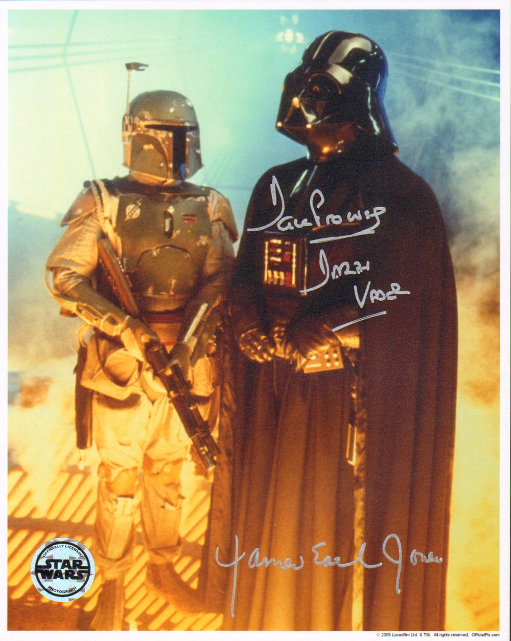 James Earl Jones and Dave Prowse as Darth Vader in Star Wars: The Empire Strikes Back (Official Pix) Signed 8x10 Photo with Character Name