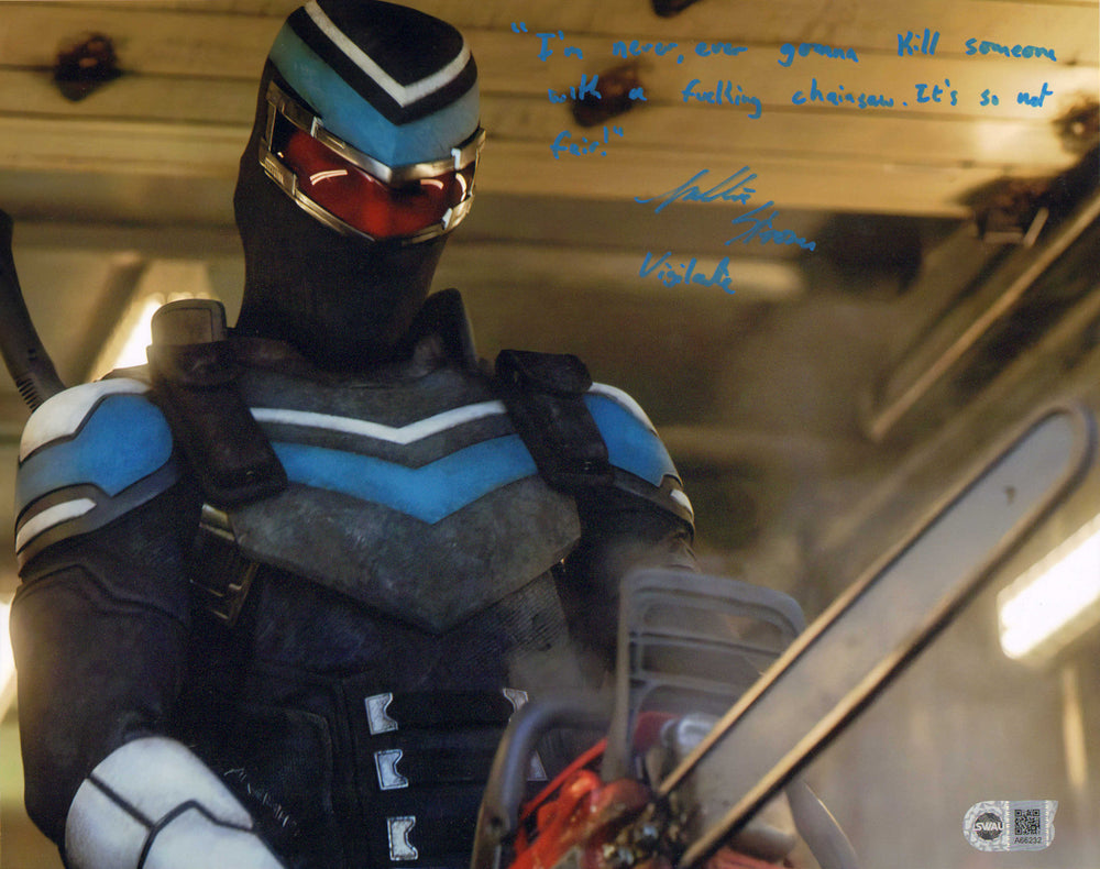 Freddie Stroma as Vigilante in Peacemaker (SWAU) Signed 11x14 Photo with Character Name and Quote