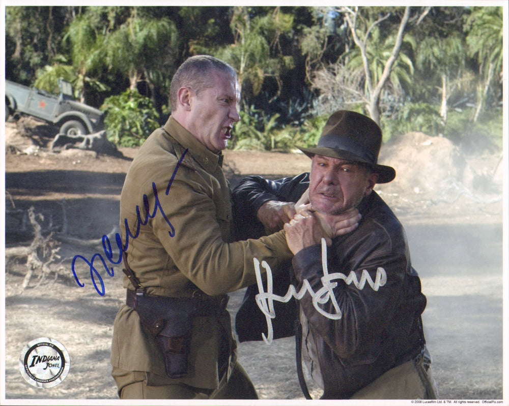 Harrison Ford as Indiana Jones and Igor Jijikine as Antonin Dovchenko in Indiana Jones and the Kingdom of the Crystal Skull (Official Pix / Coolwaters) Signed 8x10 Photo