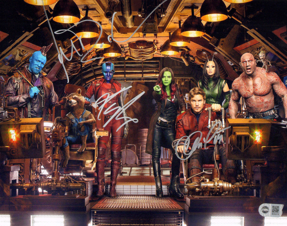 Guardians of the Galaxy (SWAU) 11x14 Photo Signed by Christ Pratt, Karen Gillan, and Michael Rooker