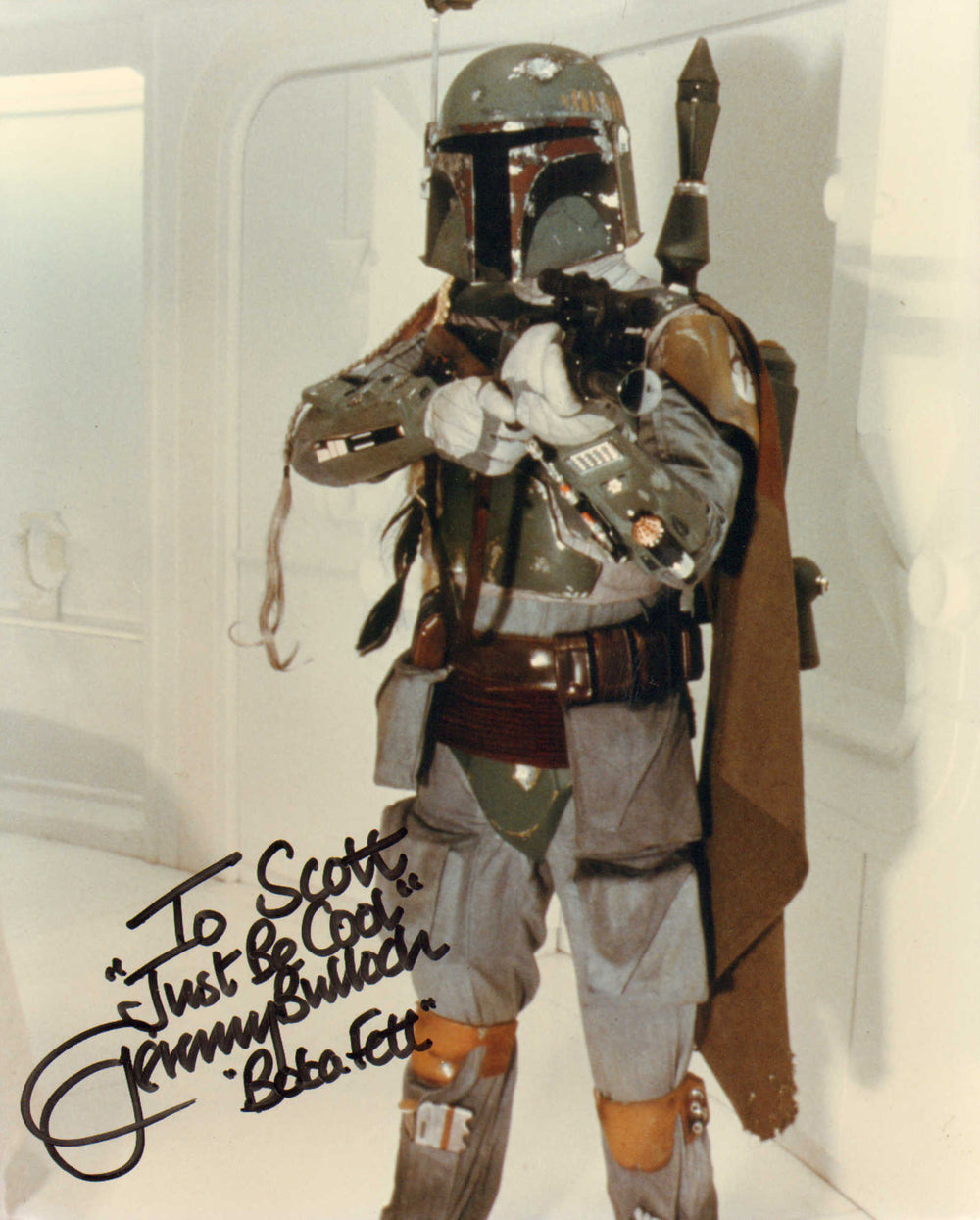 Jeremy Bulloch as Boba Fett in Star Wars: The Empire Strikes Back Signed 8x10 Photo with Character Name and Quote