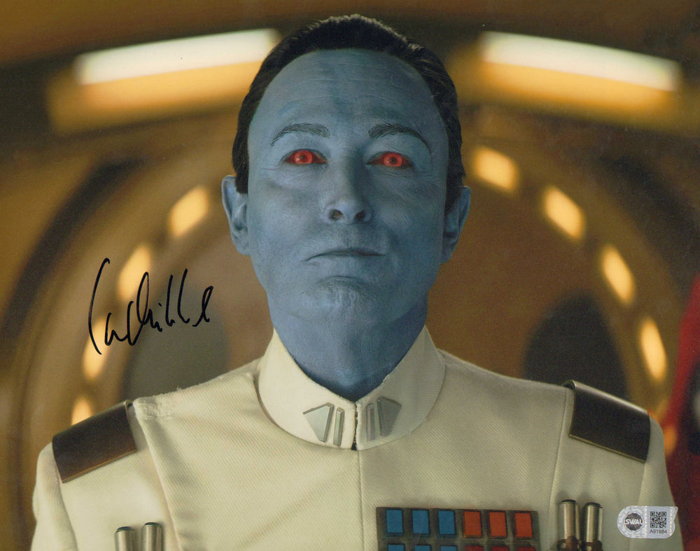 Lars Mikkelsen as Grand Admiral Thrawn on The Chimaera in Star Wars: Ahsoka (SWAU) Signed 11x14 Photo with Character Name