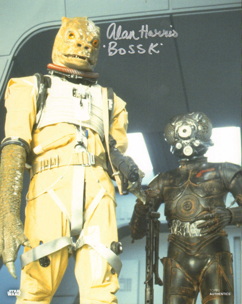 Alan Harris as Bossk Bounty Hunter in Star Wars: The Empire Strikes Back (Topps) Signed 8x10 Photo with Character Name