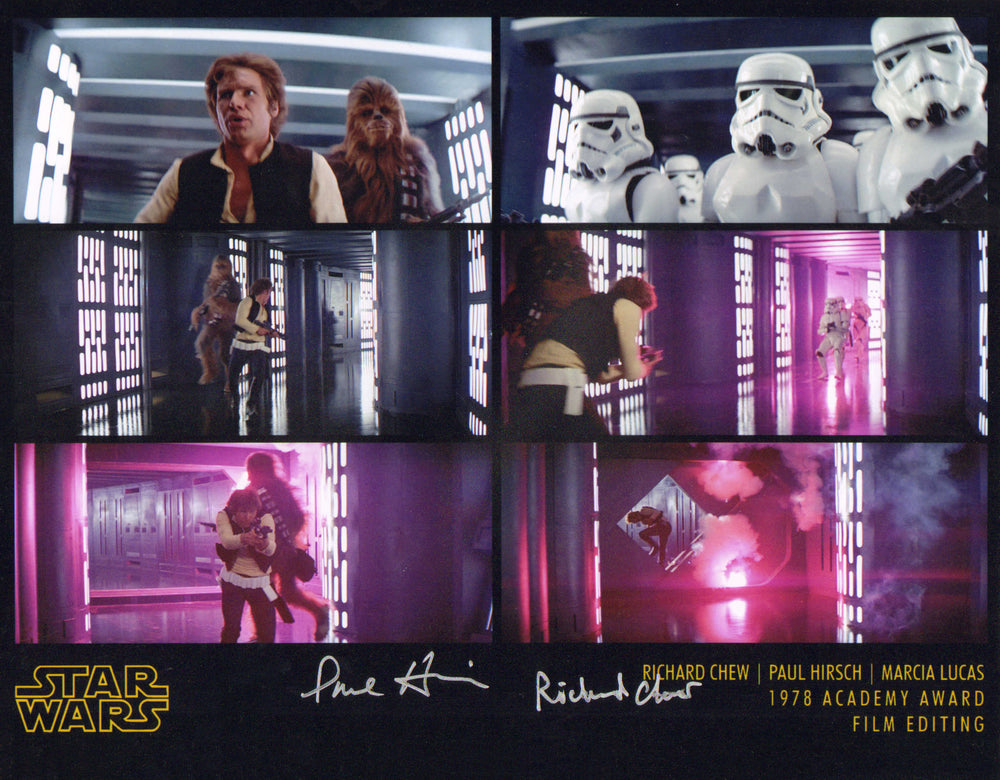 Paul Hirsch and Richard Chew Scene for the 1978 Academy Awards for Star Wars Editing (SWAU) Signed 11x14 Photo