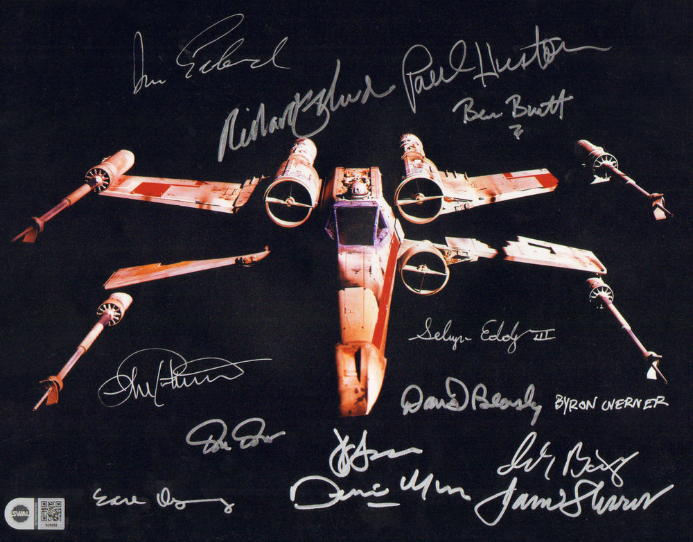 Star Wars X-Wing Fighter 11x14 Photo Signed by ILM Visual Effects Artists: Jon Erland, Richard Edlund, Paul Huston, Ben Burtt, Selwyn Eddy II, David Beasley, Byron Werner, and More