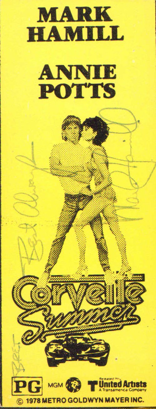 Mark Hamill as Kenneth W. Dantley Jr. in Corvette Summer Signed Ticket Sized Promotional Card