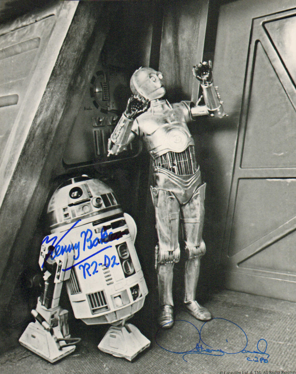 Anthony Daniels as C-3PO & Kenny Baker as R2-D2 in Star Wars: Return of the Jedi Signed 8x10 Photo