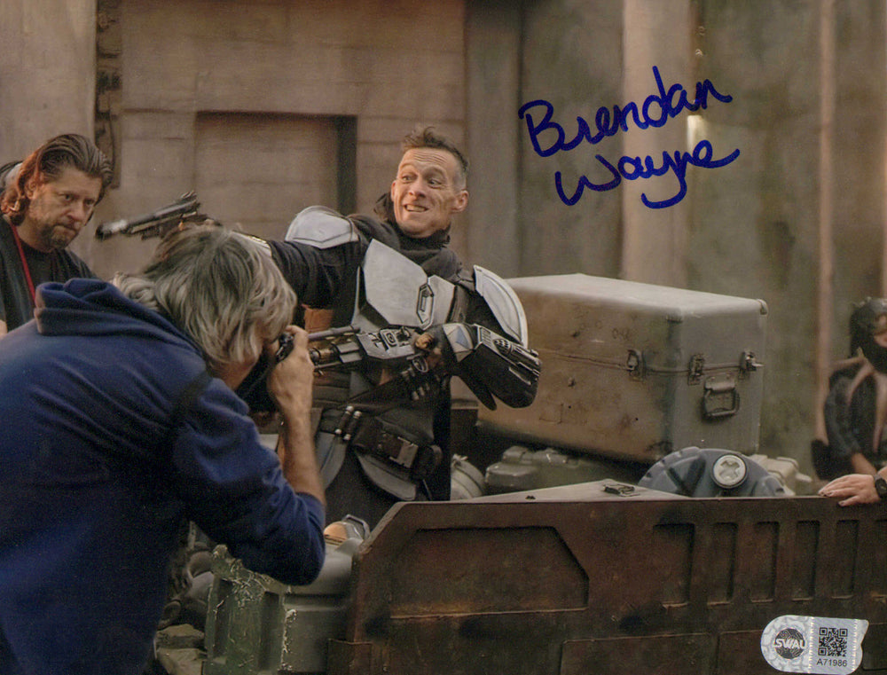 Brendan Wayne Behind the Scenes as the Mandalorian in Star Wars: The Mandalorian (SWAU) Signed 8x10 Photo