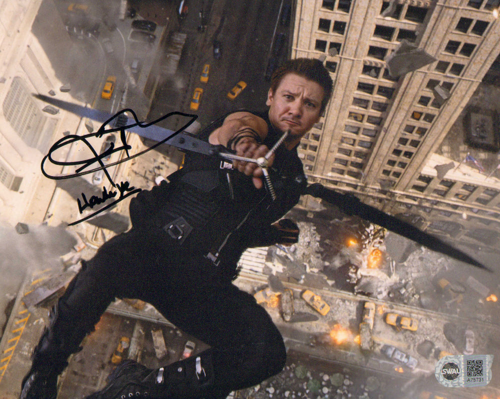 Jeremy Renner as Hawkeye in The Avengers (SWAU) Signed 8x10 Photo with Character Name