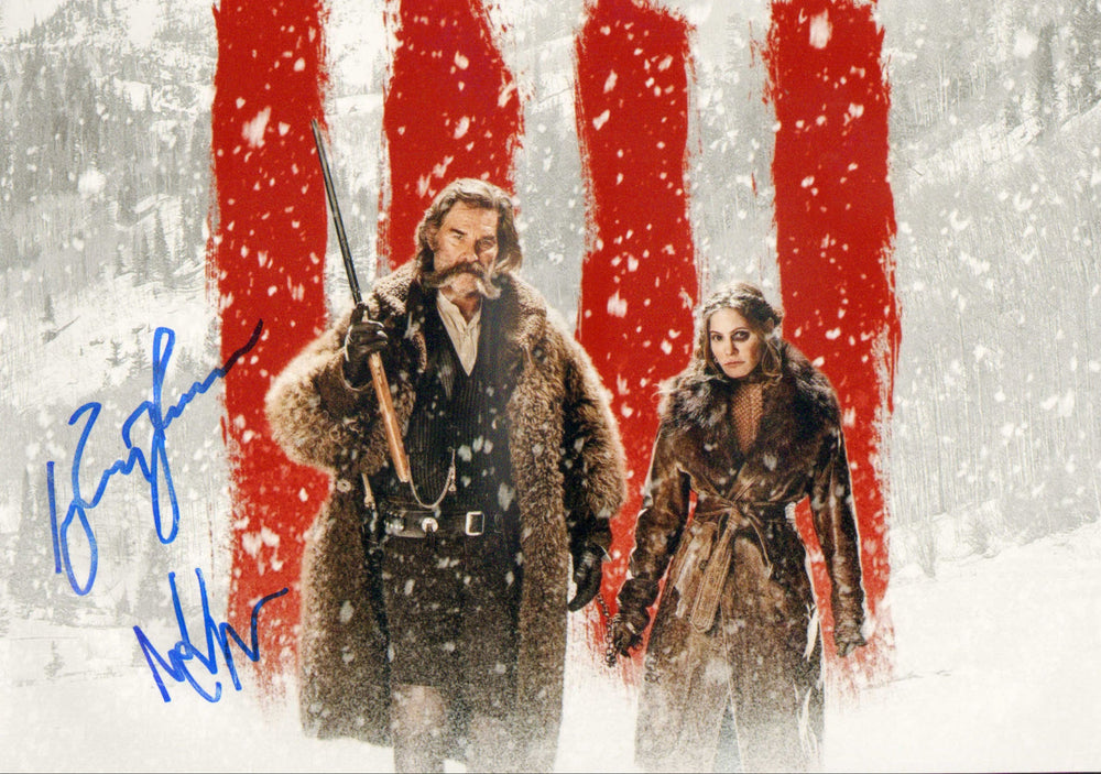Kurt Russell as John The Hangman Ruth & Jennifer Jason Leigh as Daisy Domergue in Quentin Tarantino's The Hateful Eight Signed 8x12 Photo