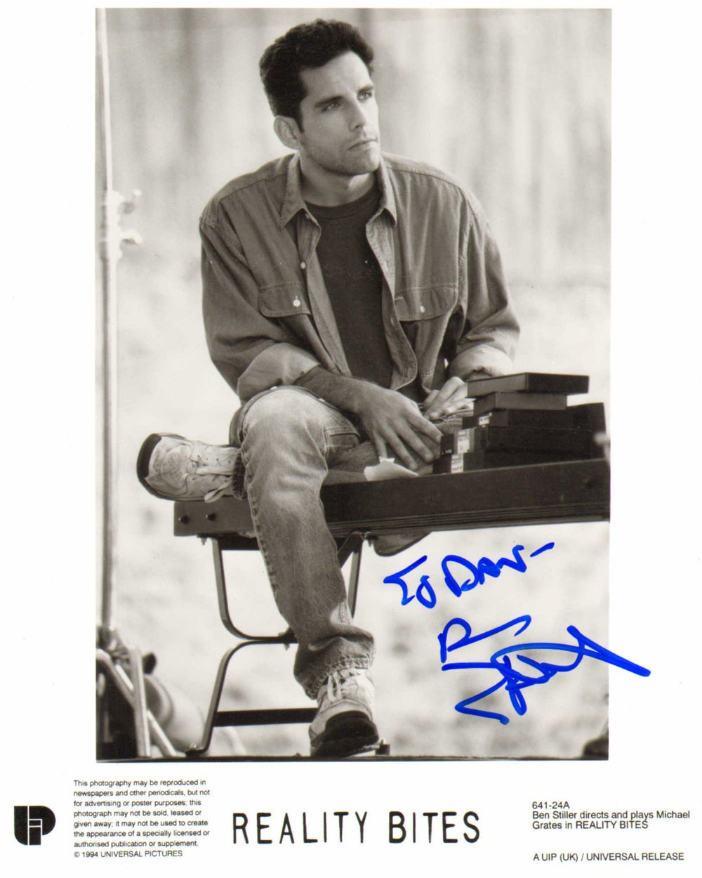 Ben Stiller as Director and Michael Grates in Reality Bites Signed 8x10 Photo