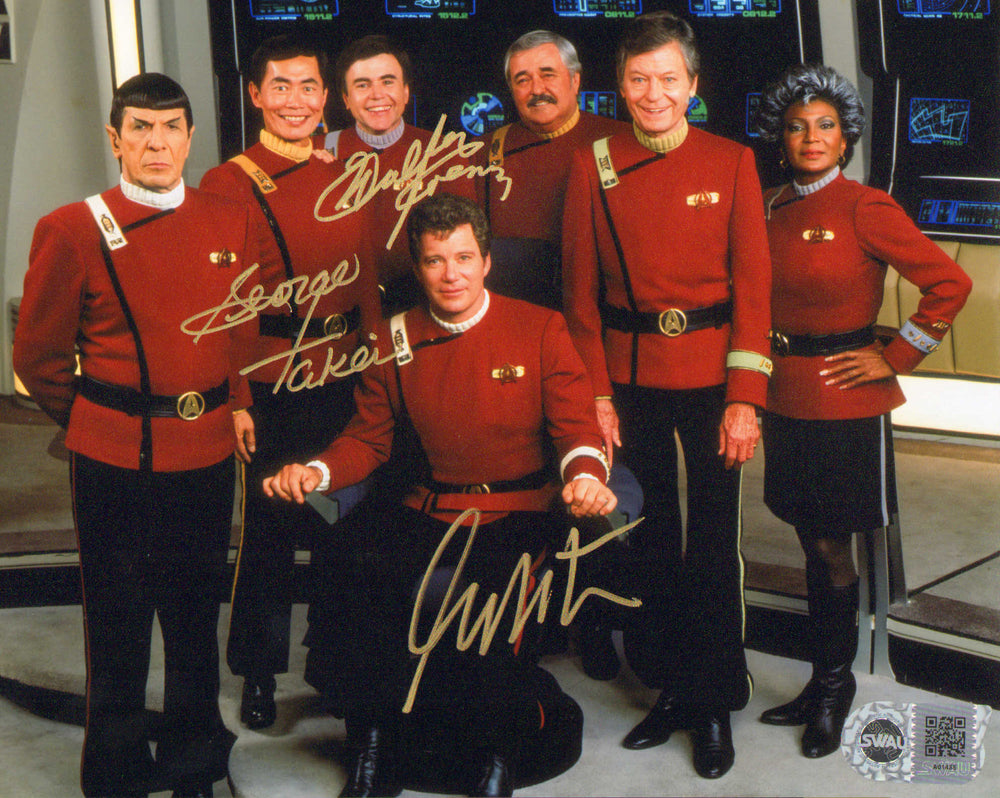 Star Trek: The Final Frontier 8x10 Photo Cast Signed by William Shatner, George Takei, and Walter Koenig