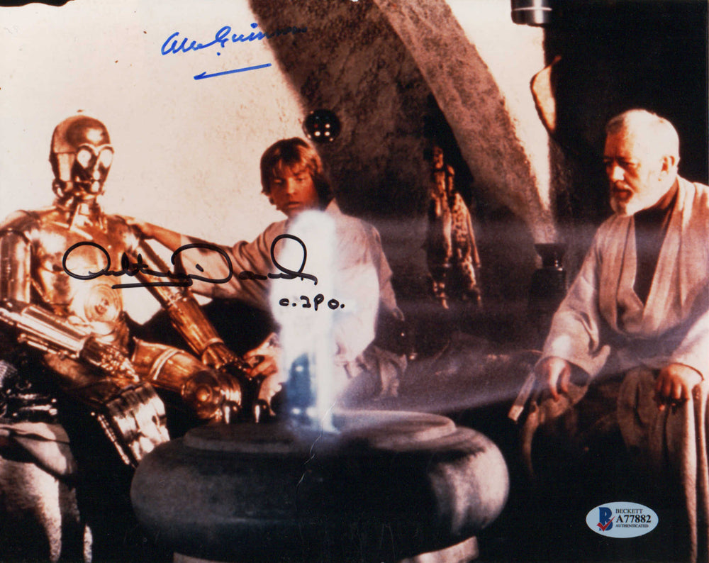 Alec Guinness as Obi-Wan Kenobi and Anthony Daniels as C-3PO in Star Wars: A New Hope (Beckett) Signed 8x10 Photo with Character Name
