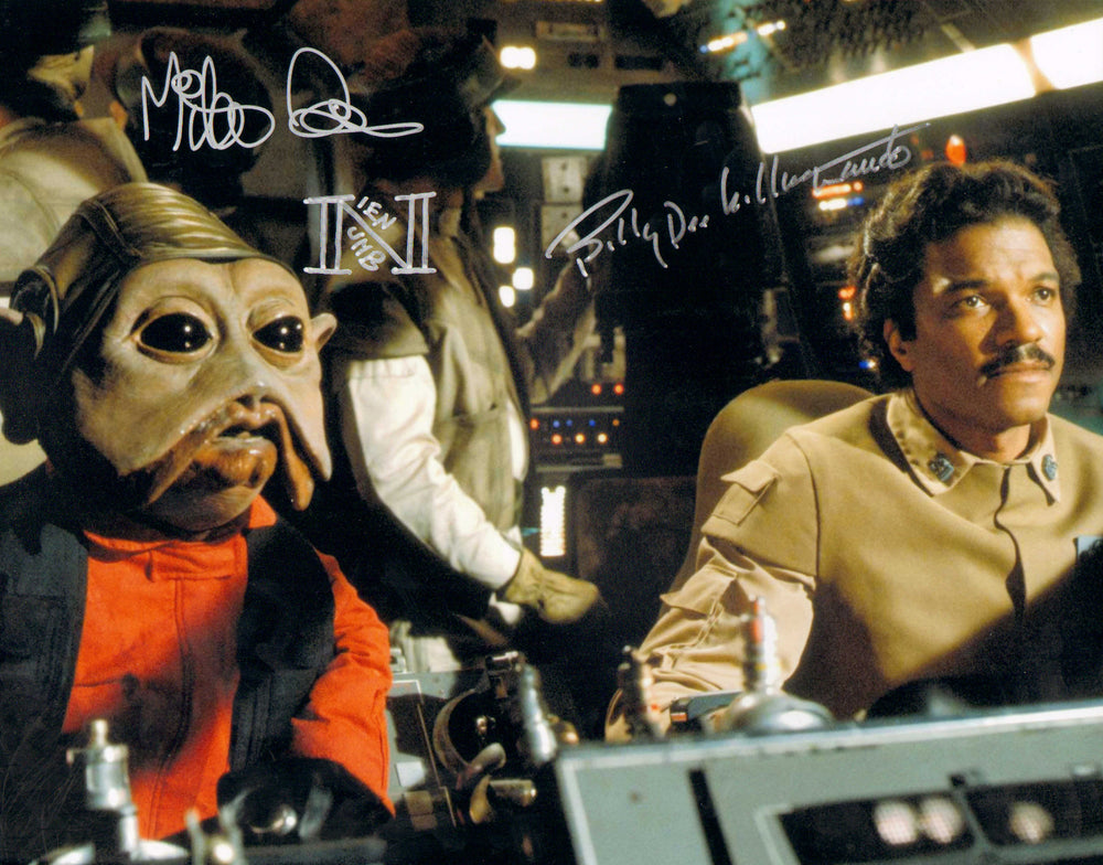 Billy Dee Williams as Lando & Mike Quinn as Nien Nunb in Star Wars: Return of the Jedi (Coolwaters) Signed 11x14 Photo with Character Names