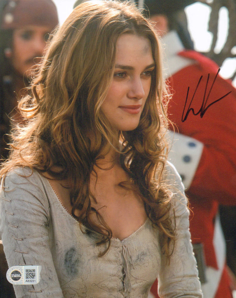 Keira Knightley as Elizabeth Swann in Pirates of the Caribbean: The Curse of the Black Pearl (SWAU) Signed 8x10 Photo