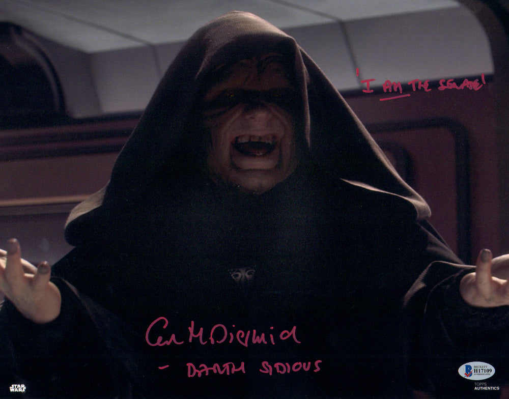 Ian McDiarmid as Darth Sidious in Star Wars Episode III: Revenge of the Sith (Beckett) Signed 11x14 Photo with Quote and Character Name