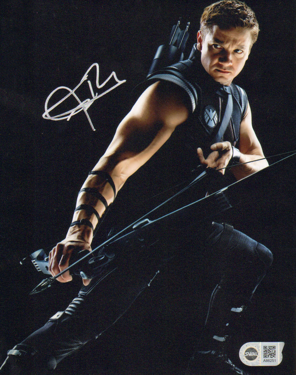 Jeremy Renner as Hawkeye in The Avengers Promotional Photo (SWAU) Signed 8x10 Photo