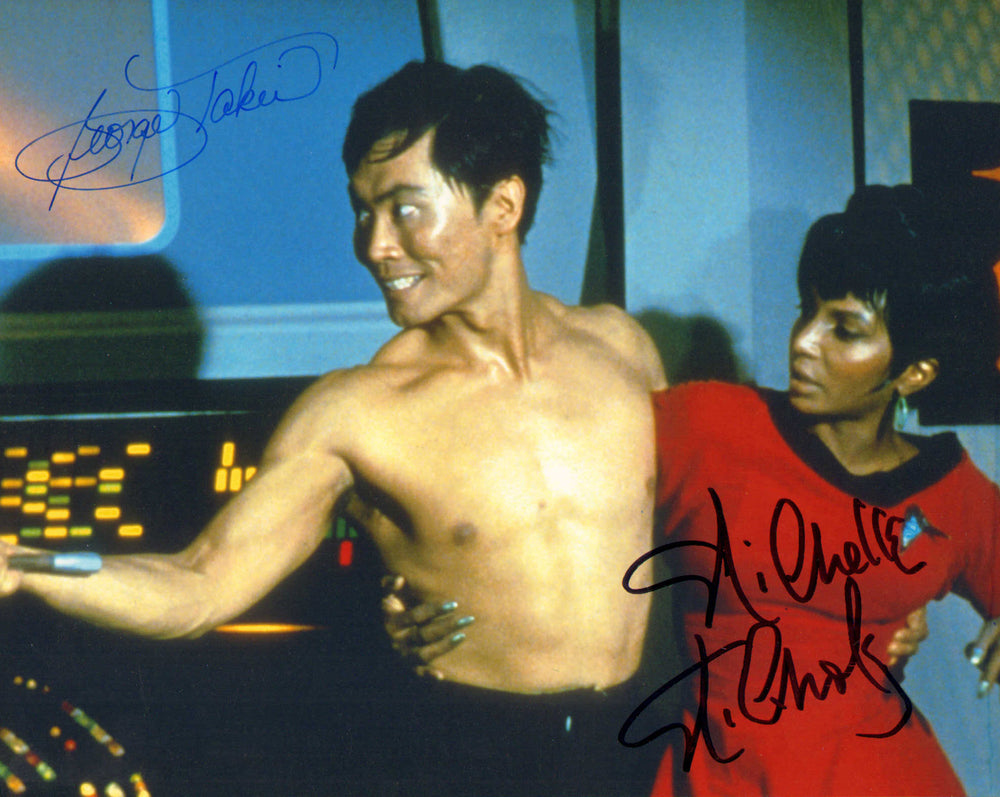 George Takei as Hikaru Sulu & Nichelle Nichols as Nyota Uhuru in Star Trek: The Original Series (SWAU) Signed 8x10 Photo