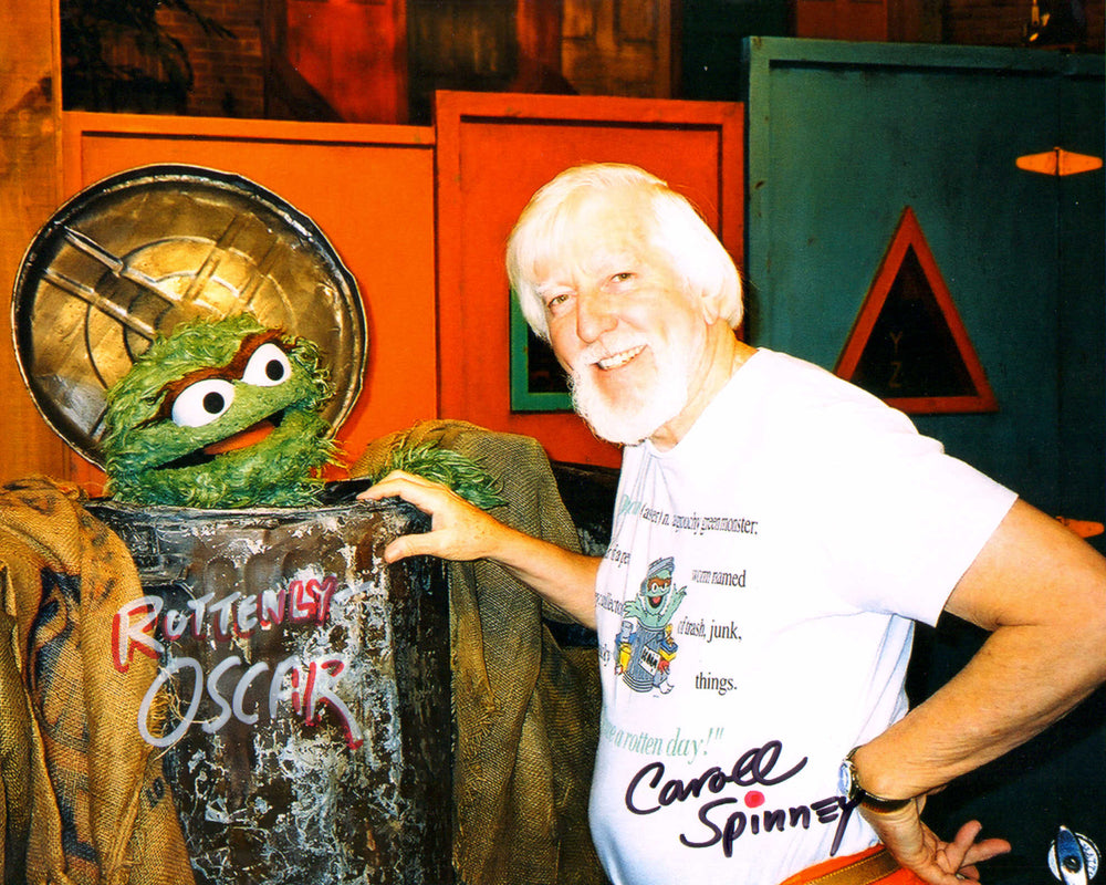 Caroll Spinney as Oscar the Grouch in Sesame Street Signed 8x10 Photo with Character Name