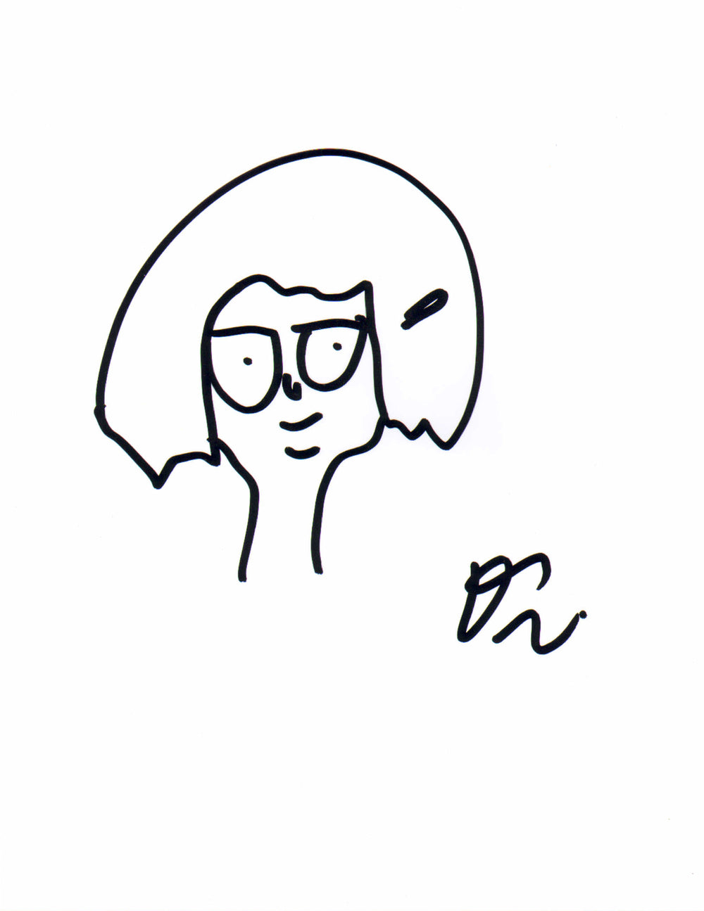 Dan Mintz Voice Actor's Original Art Drawing of Tina Belcher in Bob's Burgers Signed & Sketched 8x10