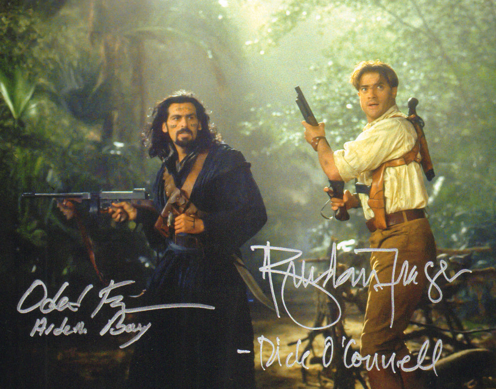Brendan Fraser as Rick O'Connell & Oded Fehr as Ardeth Bay in The Mummy (SWAU) Signed 8x10 Photo with Character Names
