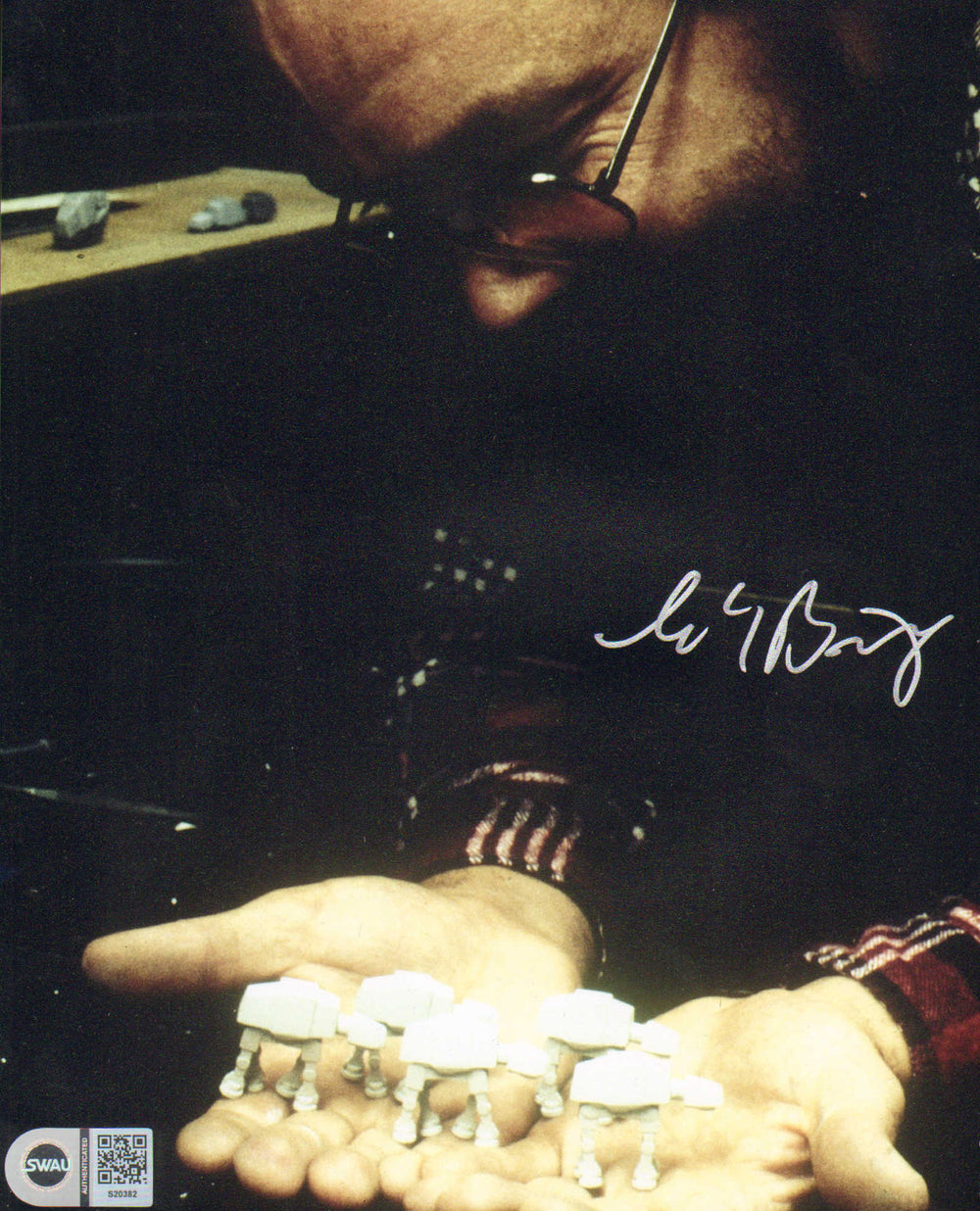 Charlie Bailey Visual Effects Artist with AT-AT Miniature Models Behind the Scenes of Star Wars: The Empire Strikes Back (SWAU) Signed 8x10 Photo